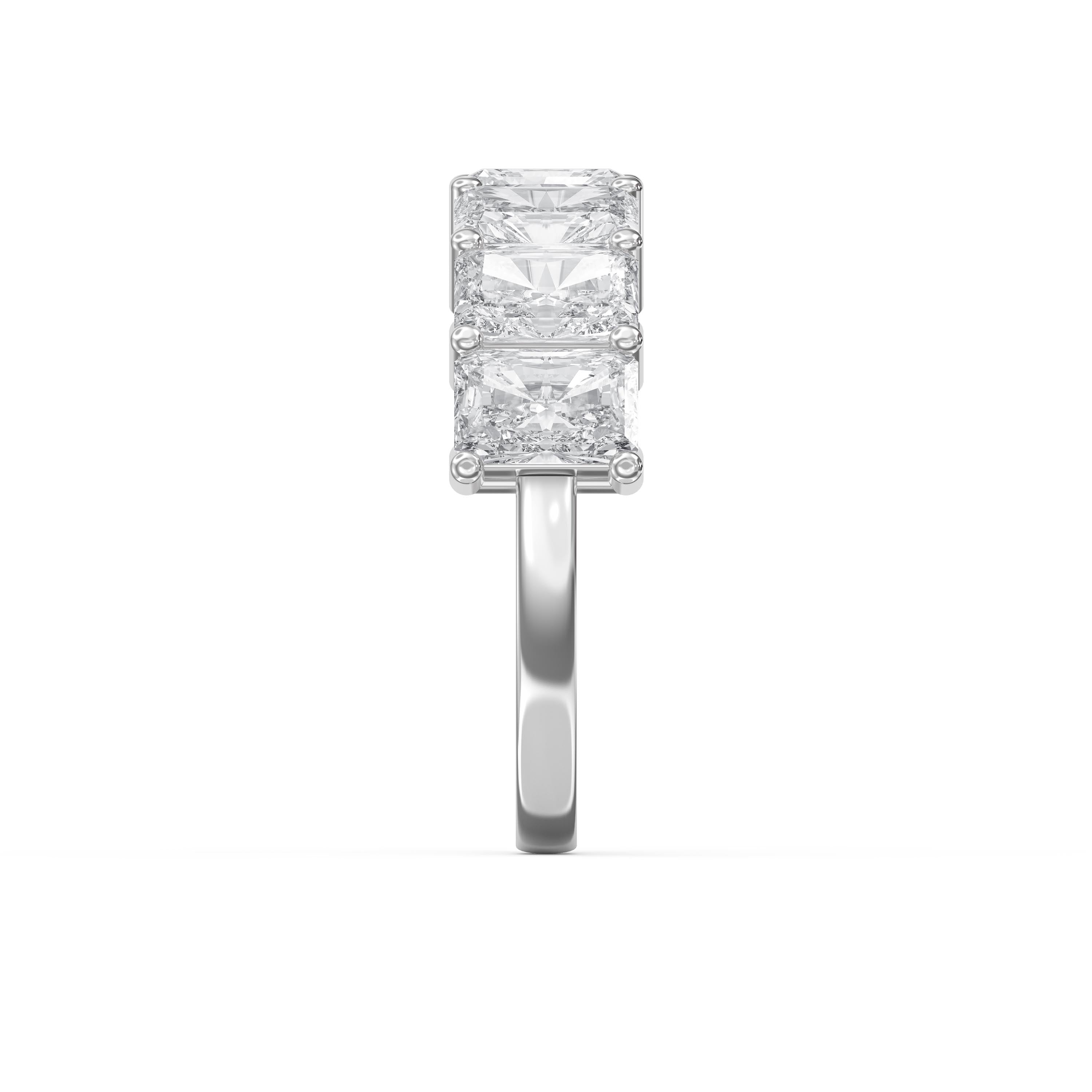 Luxury Radiant Cut Diamond Half Design Ring