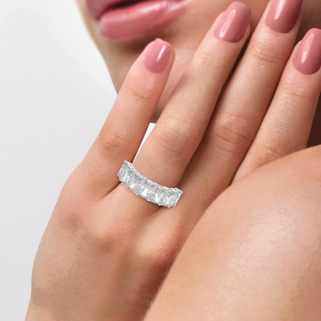 Luxury Radiant Cut Diamond Half Design Ring