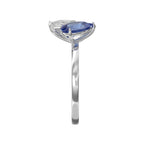 Luxury Toi et Moi Ring with Blue Sapphire and Pear Shape Diamond