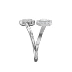 Two Stone Bypass Style Ascher Diamond Fashion Ring