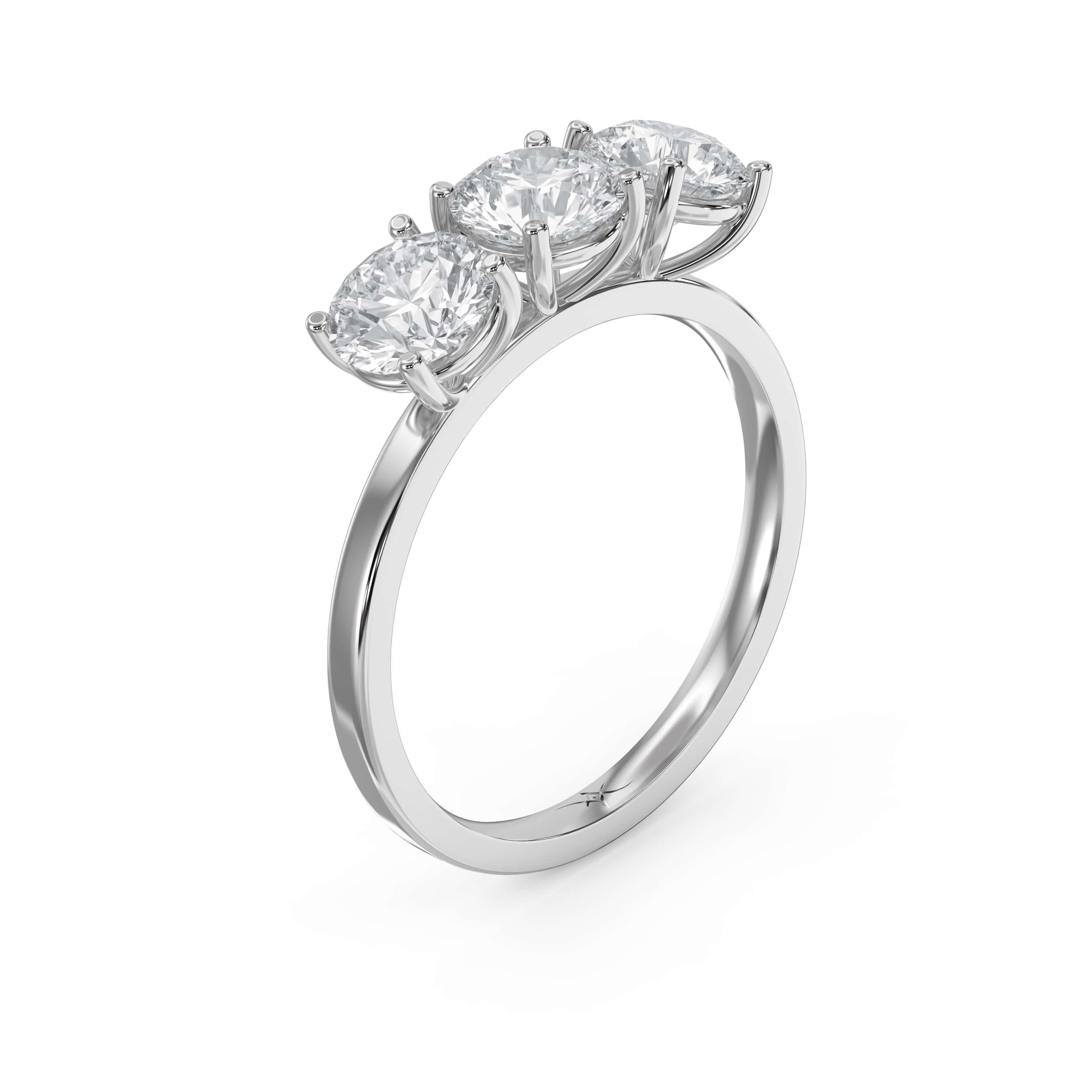 Three-Stone Round Brilliant-Cut Diamond Fashion Ring