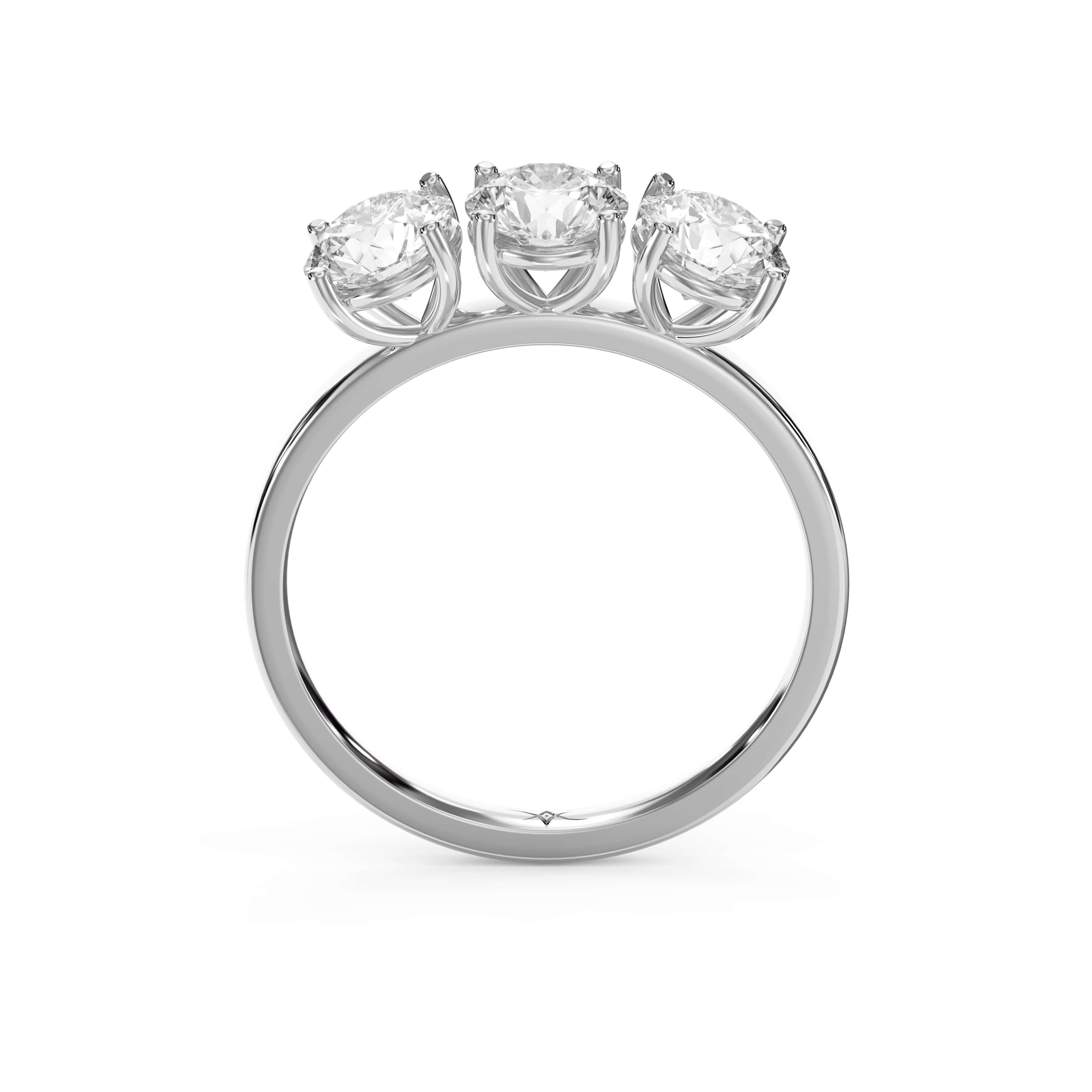 Three-Stone Round Brilliant-Cut Diamond Fashion Ring