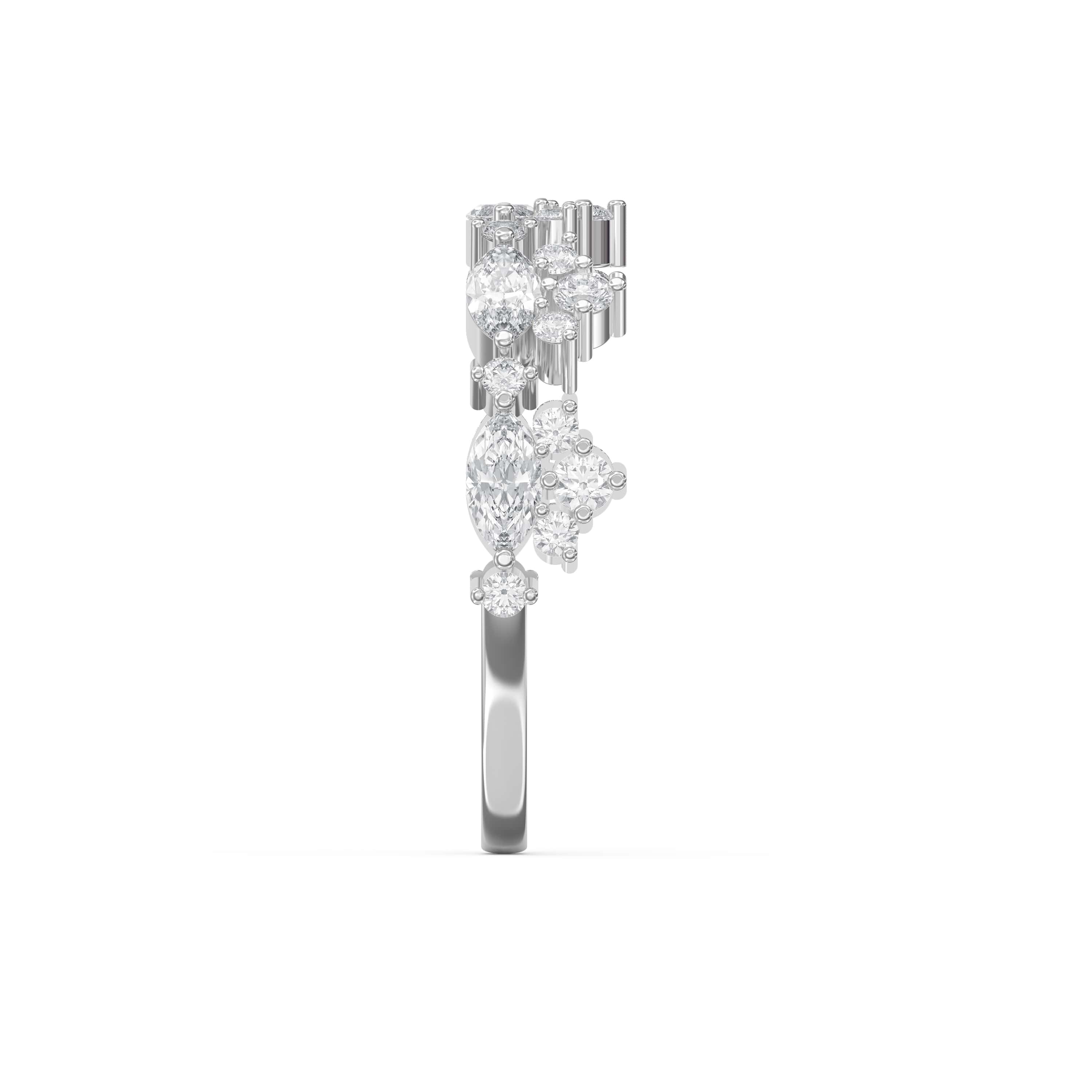 Marquise & Round Diamond Stackable Design Fashion Ring