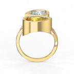 Elegant Two Stone Yellow Sapphire & Pear Cut Diamond Toi et Moi Ring
