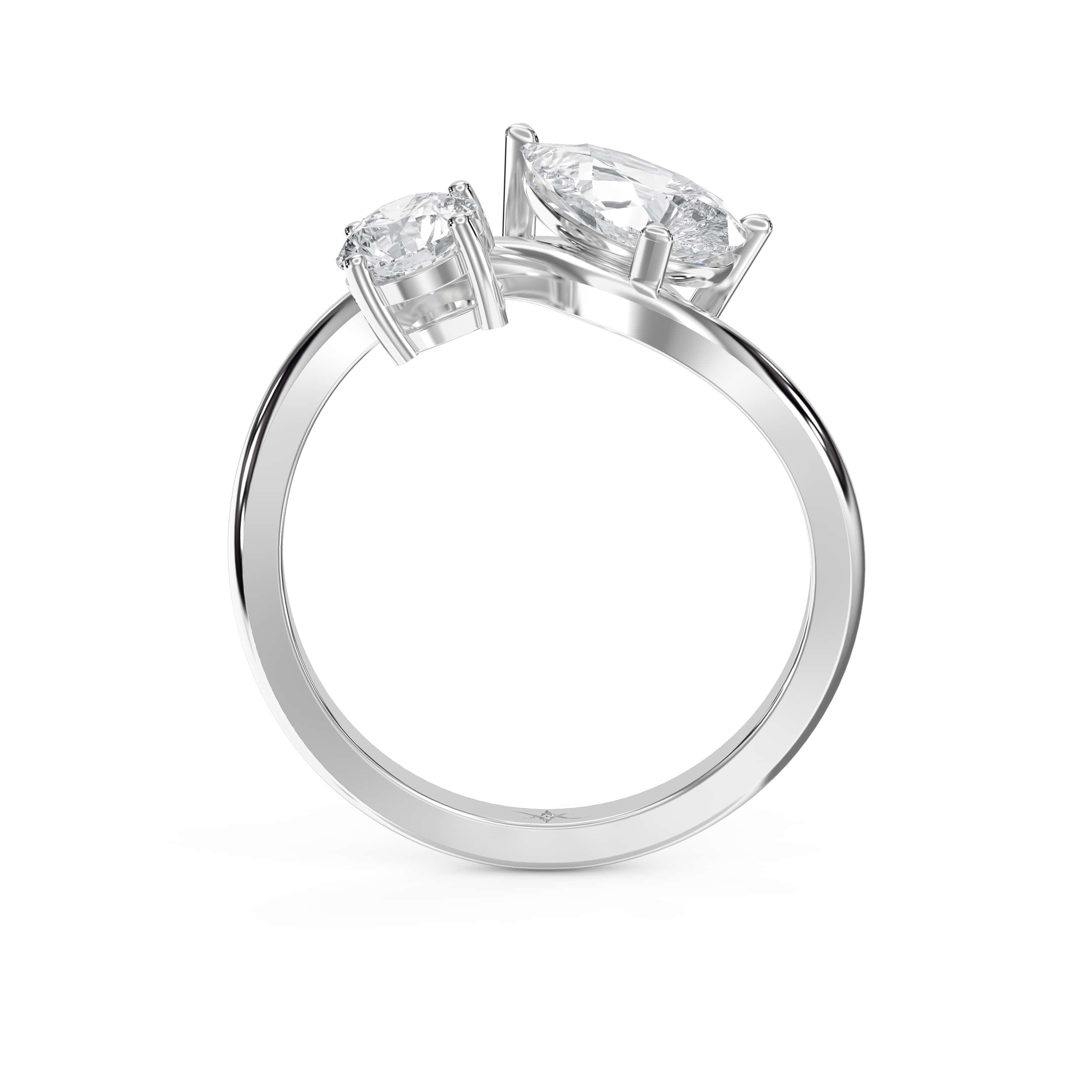 Toi et Moi Pear & Round Diamond Fashion Ring