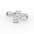 Elegant Two-Stone Diamond Split Shank Double Round Cut Ring with Pavé Band