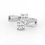Elegant Two-Stone Diamond Split Shank Double Round Cut Ring with Pavé Band