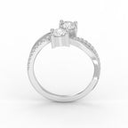 Elegant Two-Stone Diamond Split Shank Double Round Cut Ring with Pavé Band