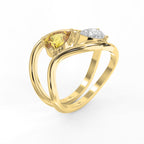 Modern Bypass Pear Cut Yellow & White Diamond Toi et Moi Ring