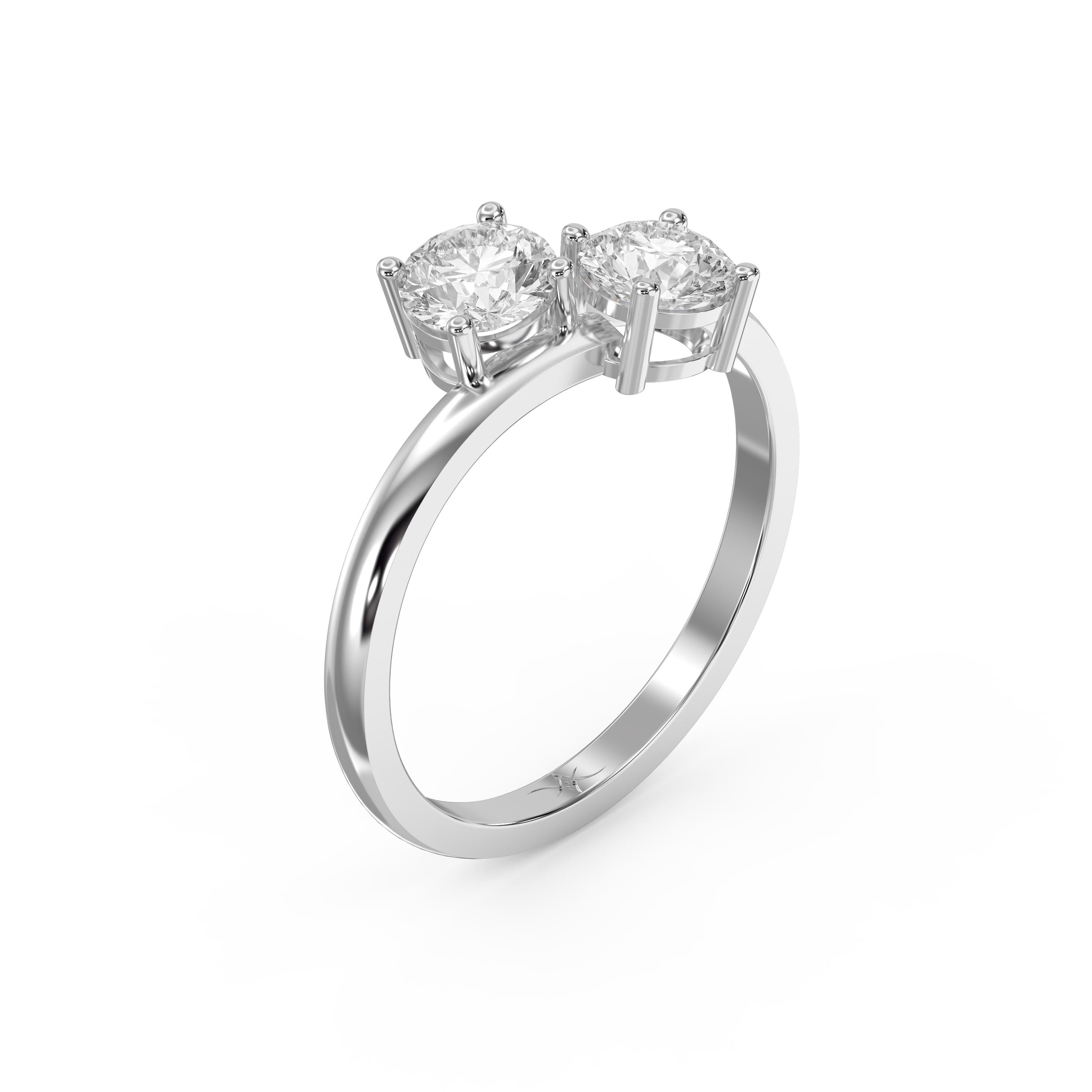 Toi et Moi Ring with Two Round Brilliant Diamonds