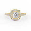 Cushion Shape Round Brilliant Side Stone Engagement Ring