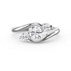 Modern Three-Stone Diamond Bypass Unique Swirl Design