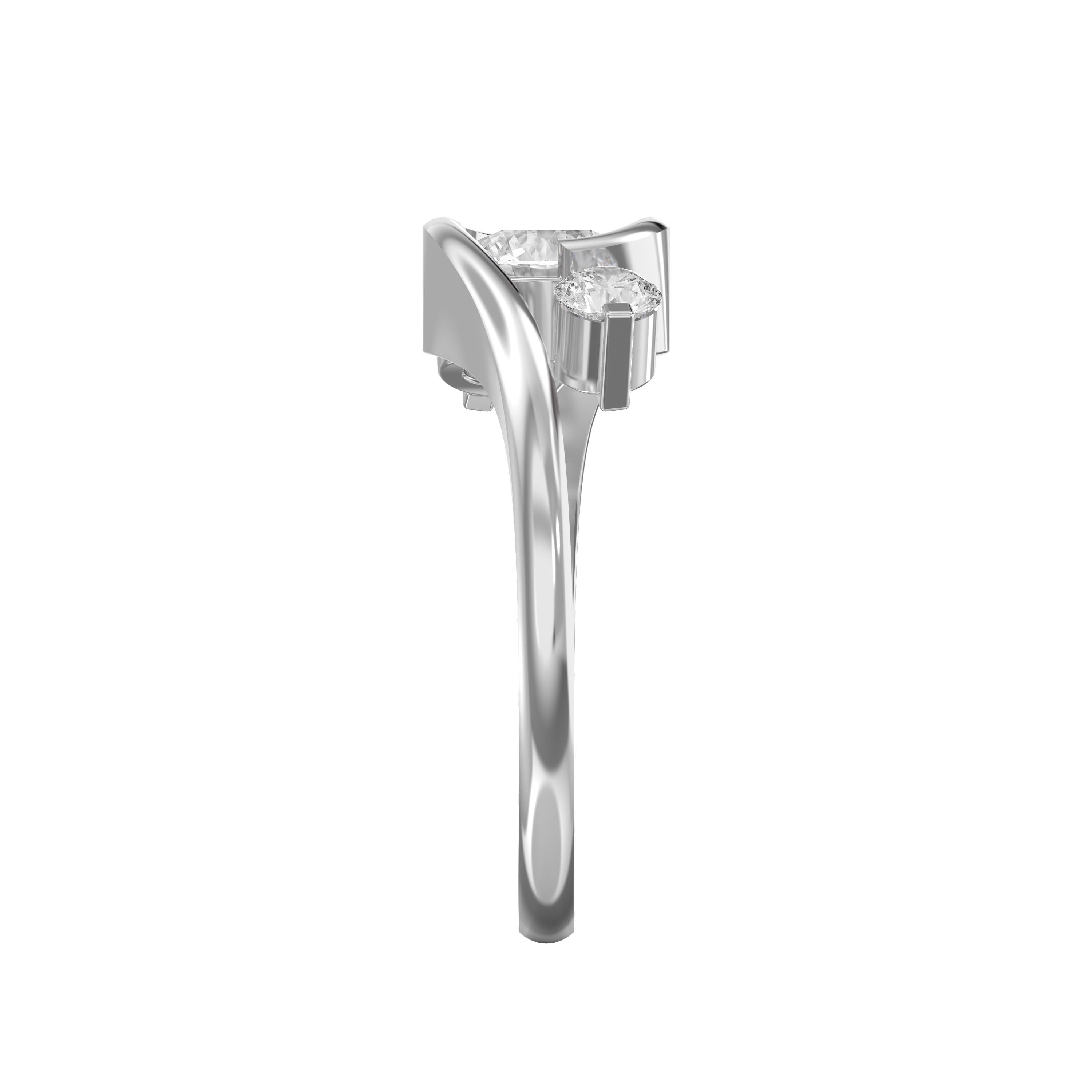 Modern Three-Stone Diamond Bypass Unique Swirl Design