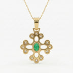 Elegant Round Diamond Floral Pendant Necklace