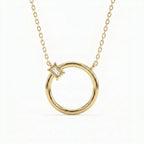 Emerald Cut Diamond Pendant Circle Design Necklace