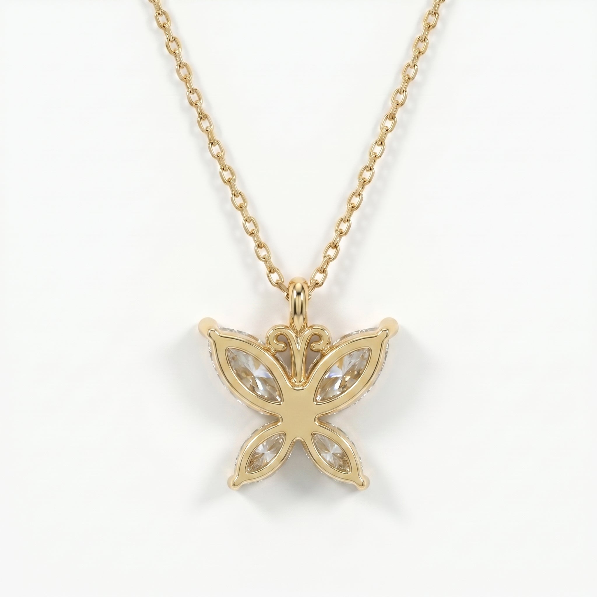 Butterfly Marquise Cut  Diamond Pendant Necklace