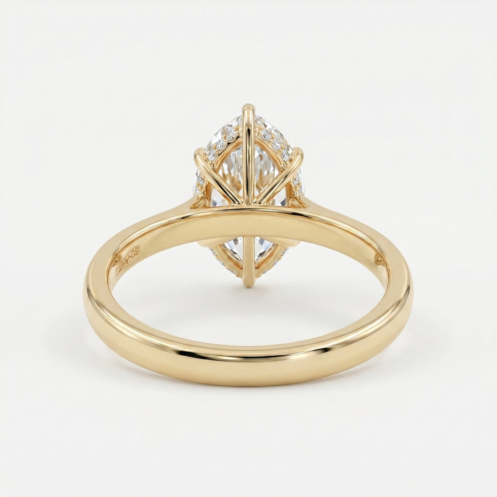 Dutch Marquise Cut Hidden Halo Lab Diamond Engagement Ring