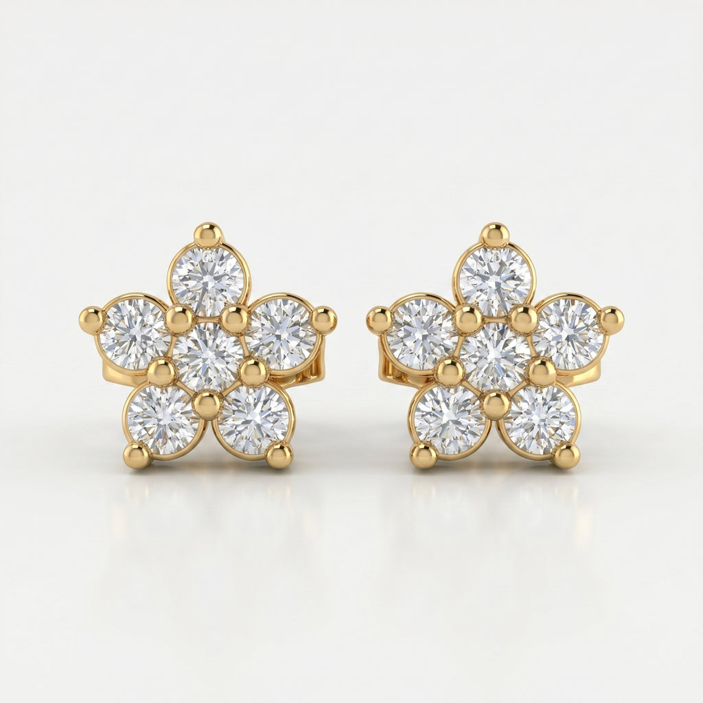 Luxury floral diamond earrings displayed in premium gift box for elegant jewelry gifting presentation