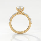 Front view of dutch marquise cut diamond engagement ring in yellow gold with elegant accent diamond setting