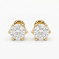 Classic 6 Prong Round Brilliant Diamond Stud Earrings