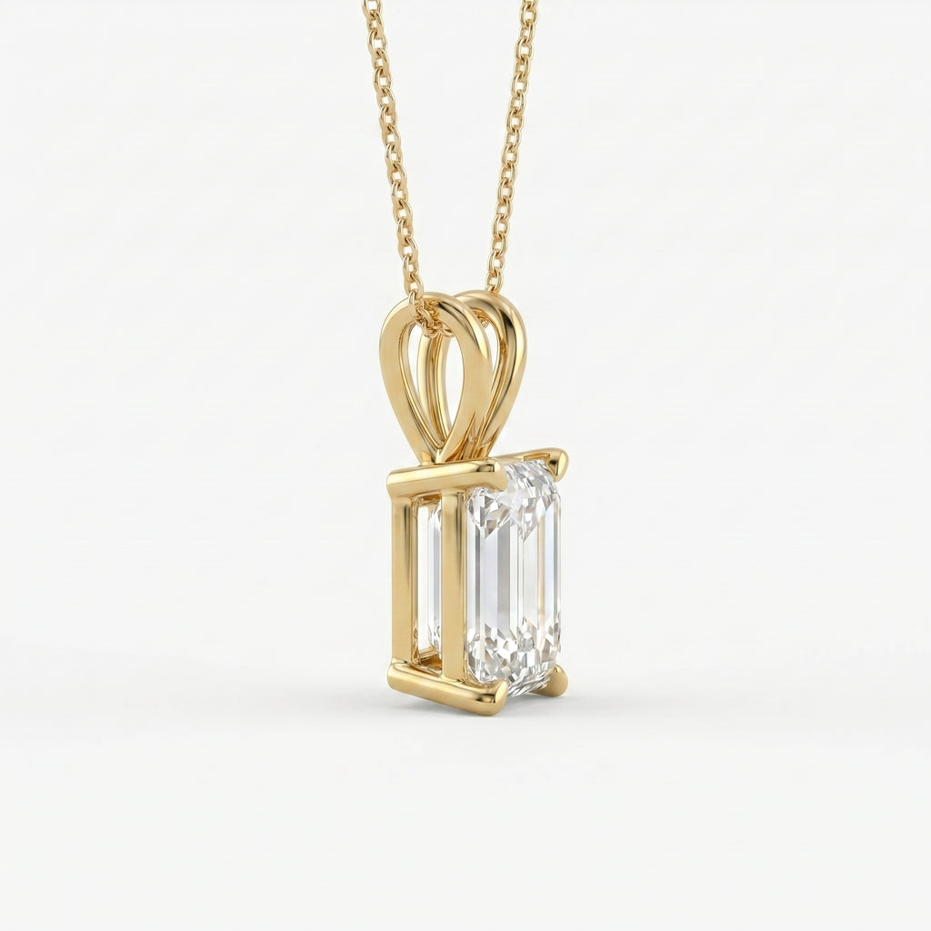 Emerald Cut Diamond Pendant Necklace