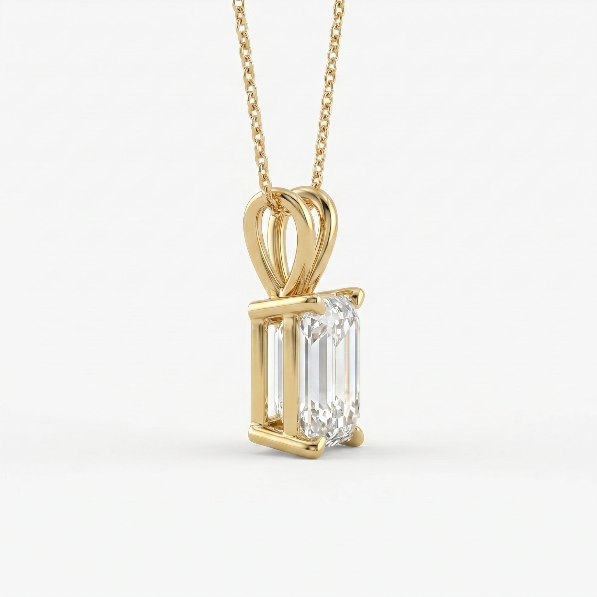 Emerald Cut Diamond Pendant Necklace