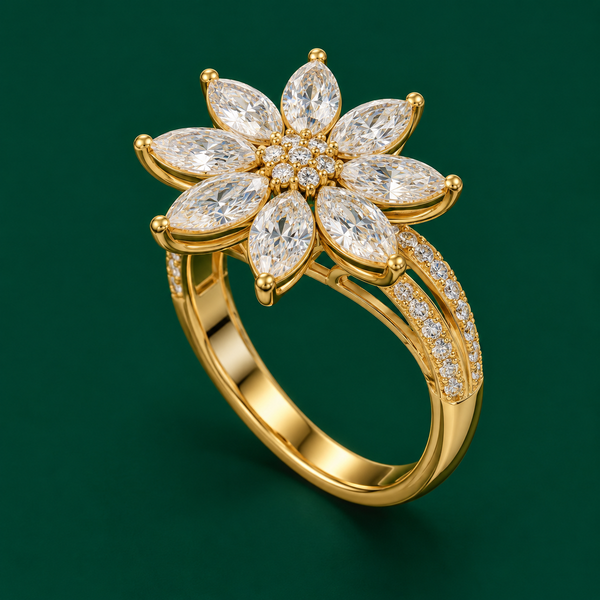 Marquise Blossom Ring, view 2
