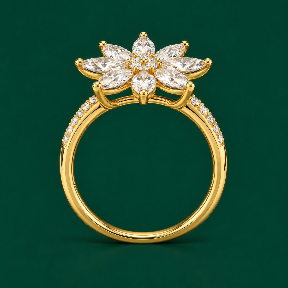 Marquise Blossom Ring, view 3