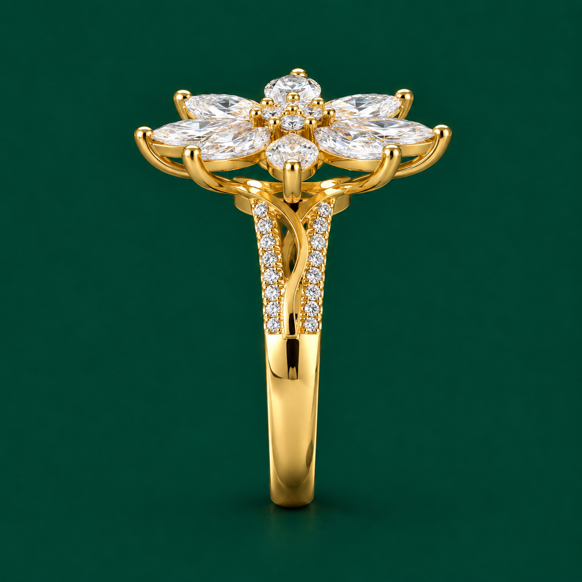 Marquise Blossom Ring, view 4