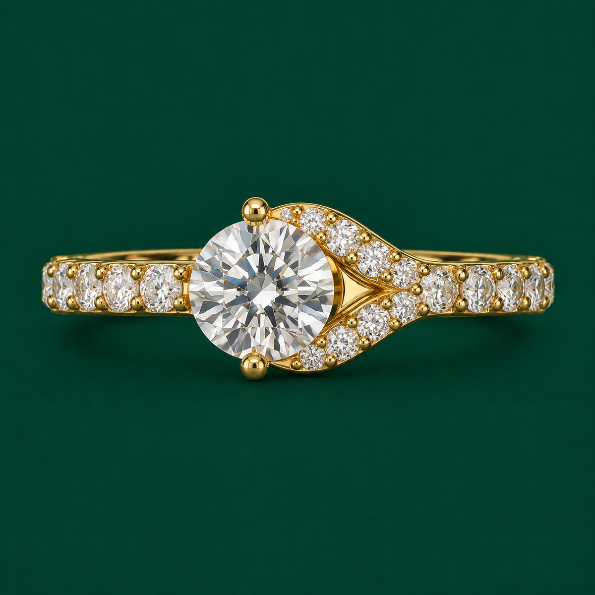 Round Pavé Shoulder Ring