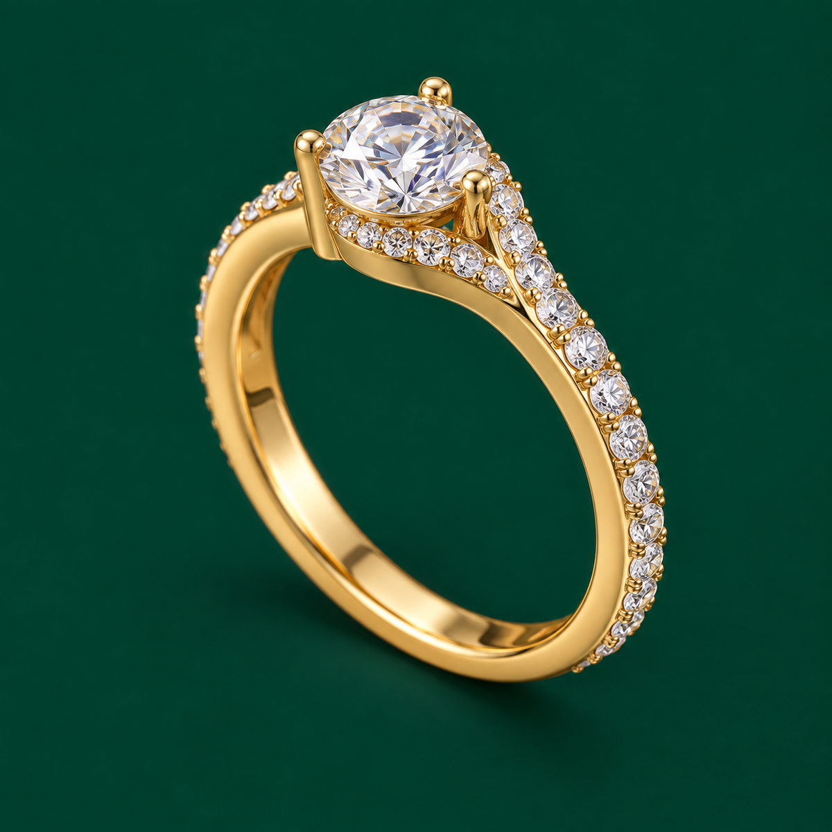 Round Pavé Shoulder Ring, view 2