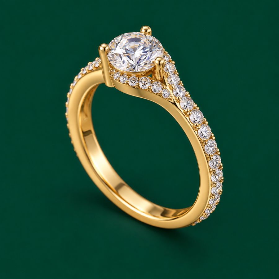 Round Pavé Shoulder Ring