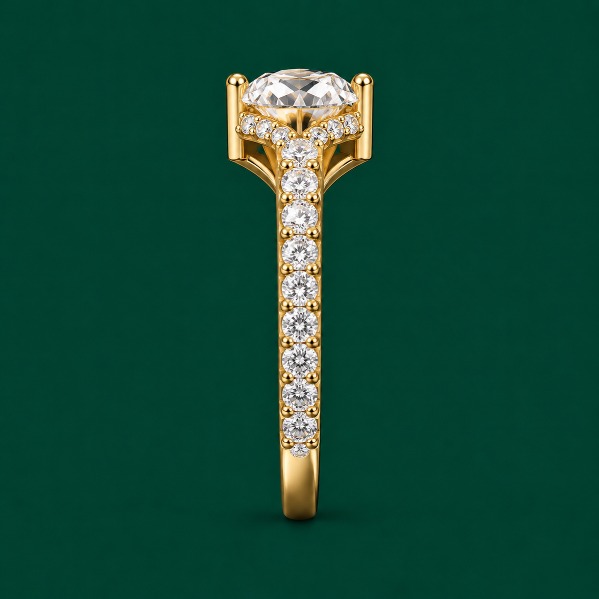 Round Pavé Shoulder Ring, view 4