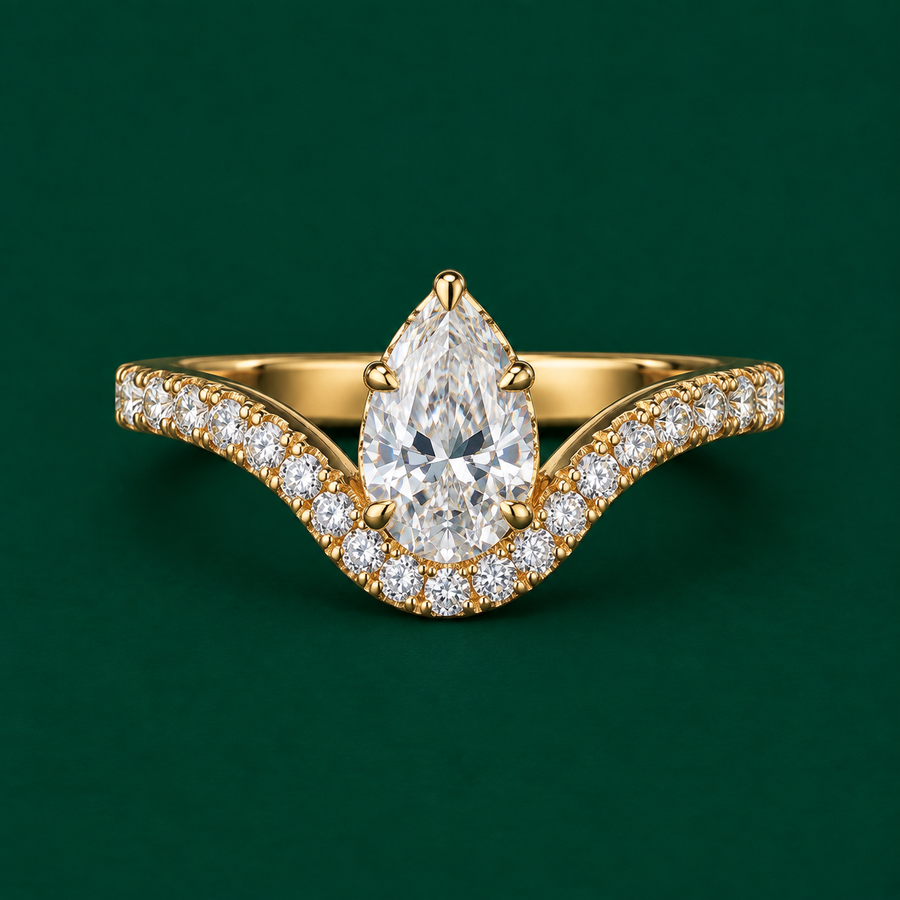 Pear Chevron Ring