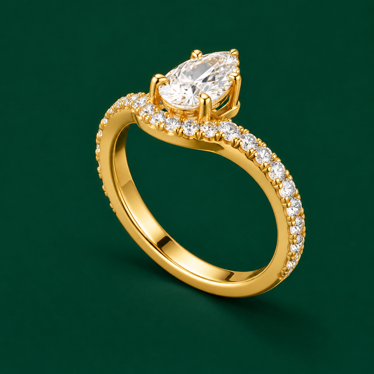 Pear Chevron Ring, view 2