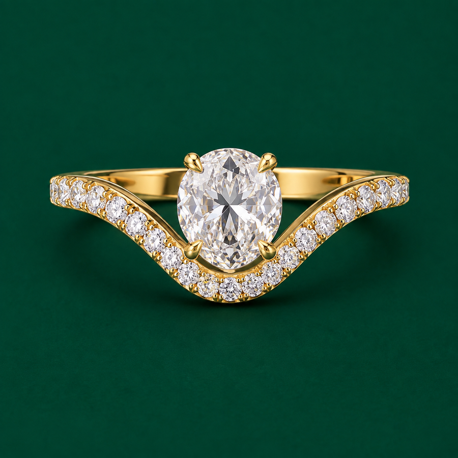 Oval Chevron Ring