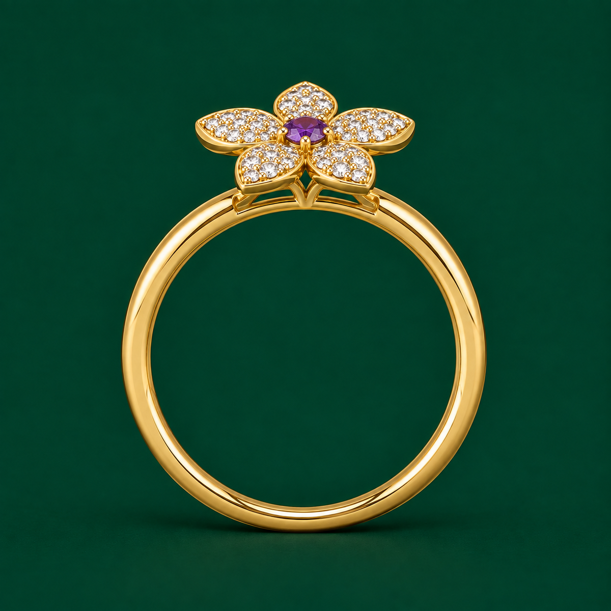 Amethyst Orchid Ring, view 4