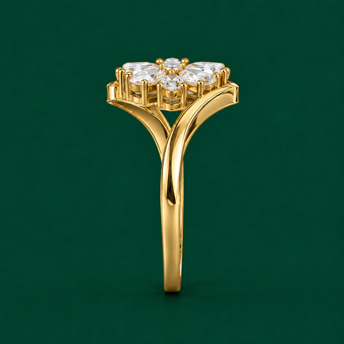 Marquise Cluster Bypass Ring, view 3