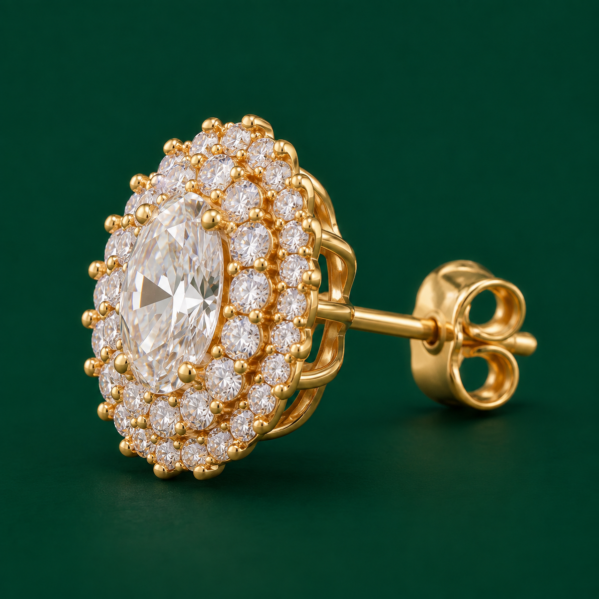 Oval Double Halo Studs, view 4