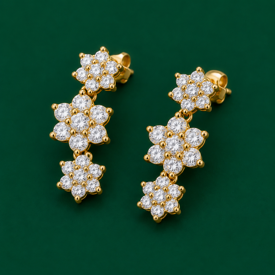 Triple Blossom Drop Earrings
