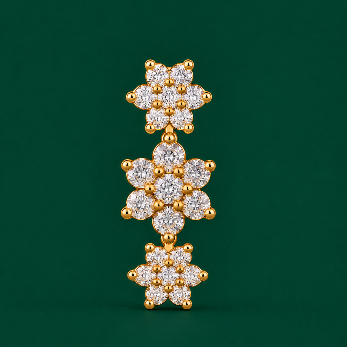 Triple Blossom Drop Earrings, view 3
