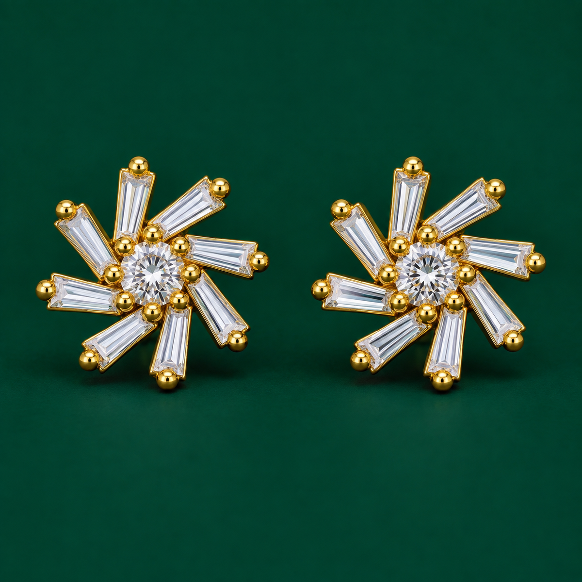 Pinwheel Baguette Studs