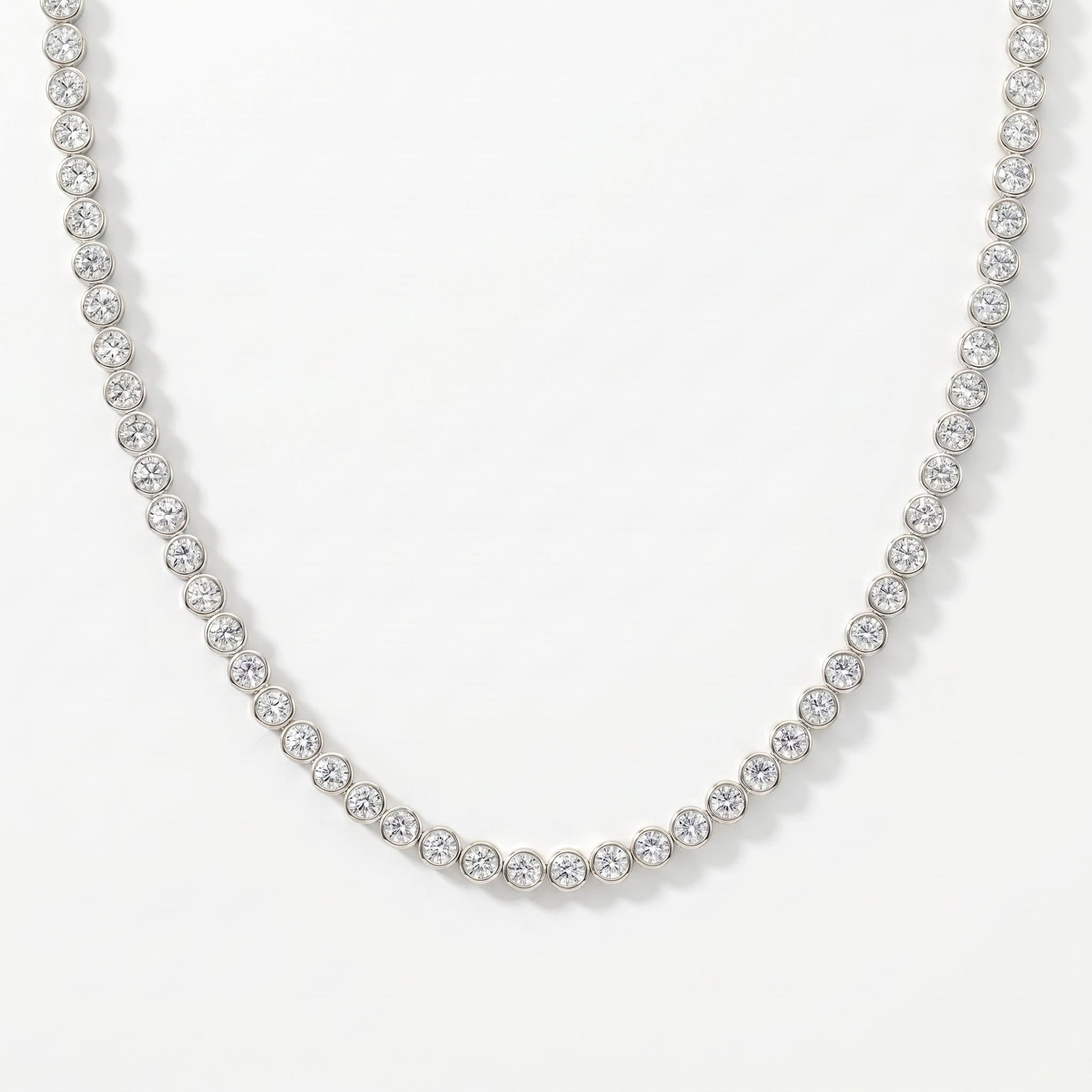 Experience timeless sparkle Round Diamond Tennis Necklace