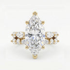 Marquise Diamond Bridal Set Statement Side Stone Engagement Ring