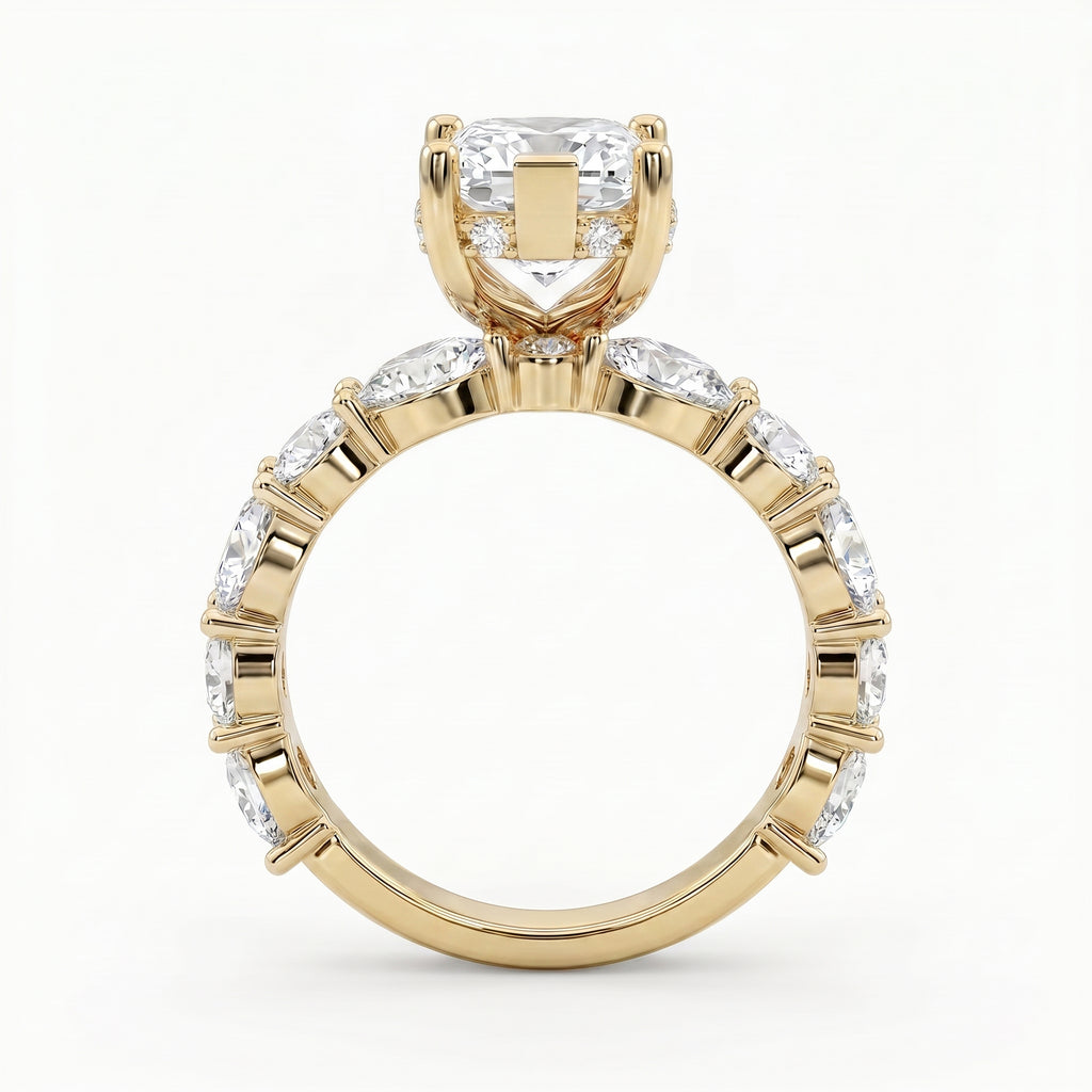 Marquise Diamond Bridal Set Statement Side Stone Engagement Ring