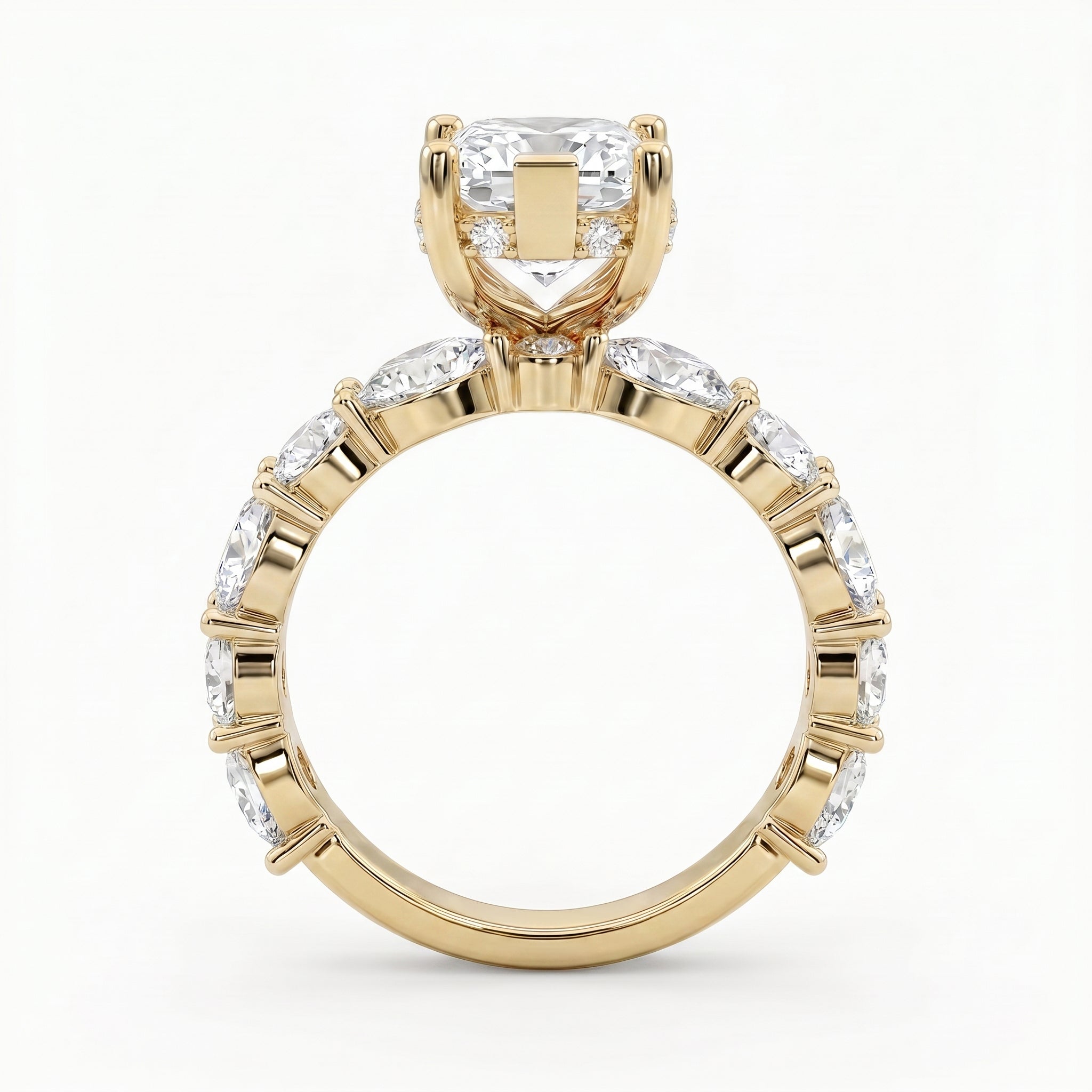 Marquise Diamond Bridal Set Statement Side Stone Engagement Ring