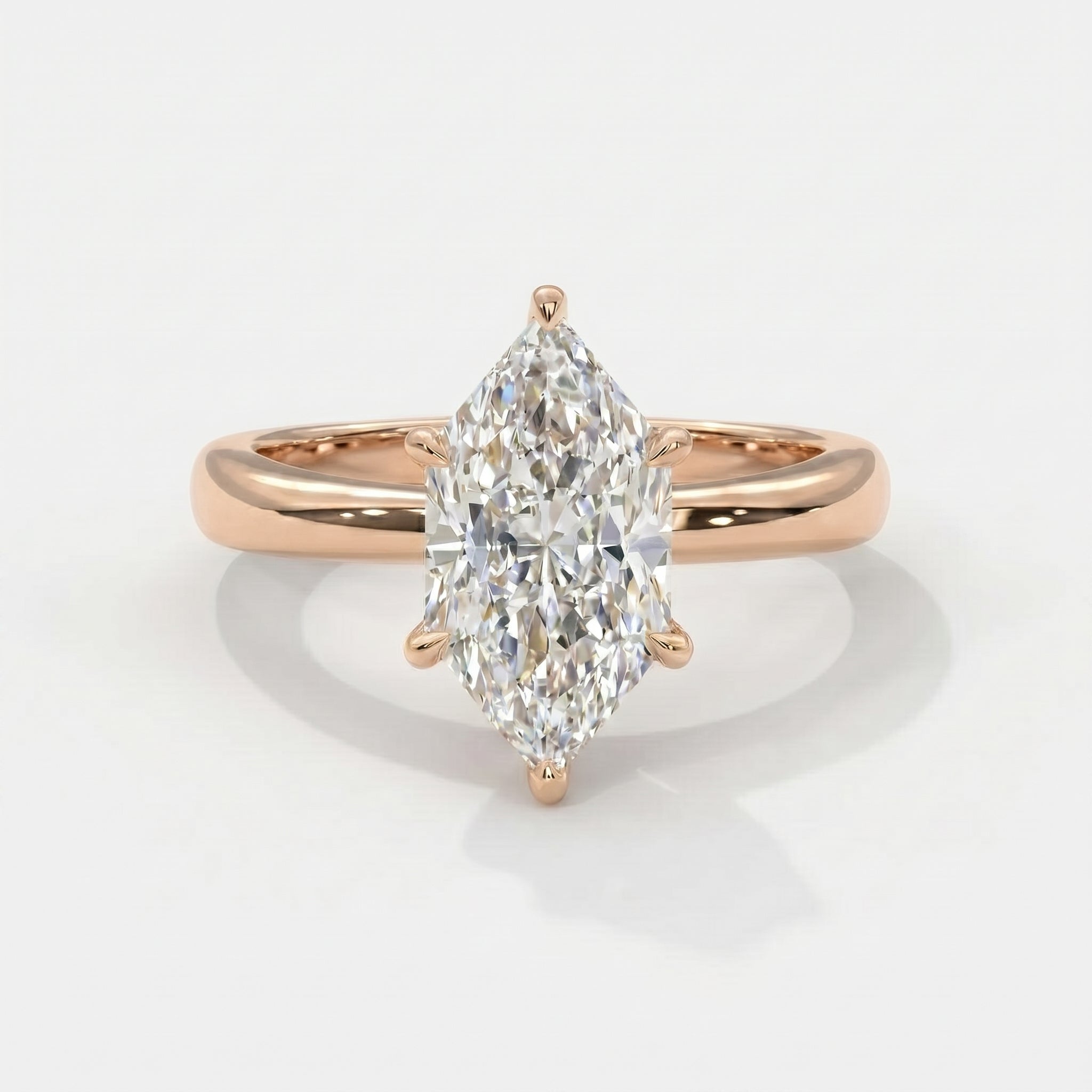 Dutch Marquise Cut Lab Diamond Solitaire Engagement Ring