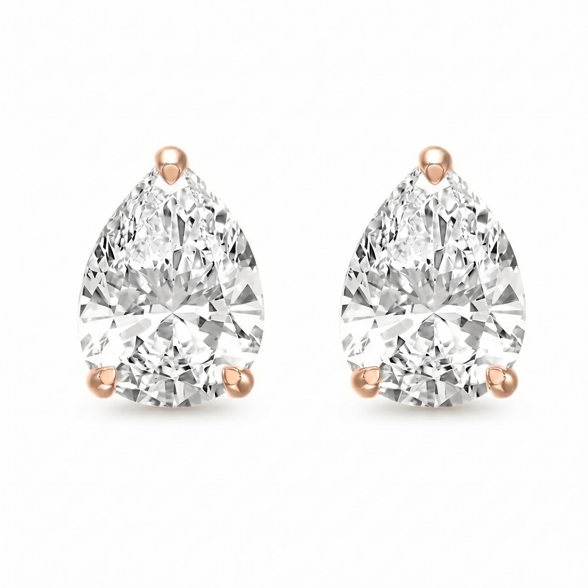 Pear 3-Prong Lab-Grown Diamond Stud Earrings