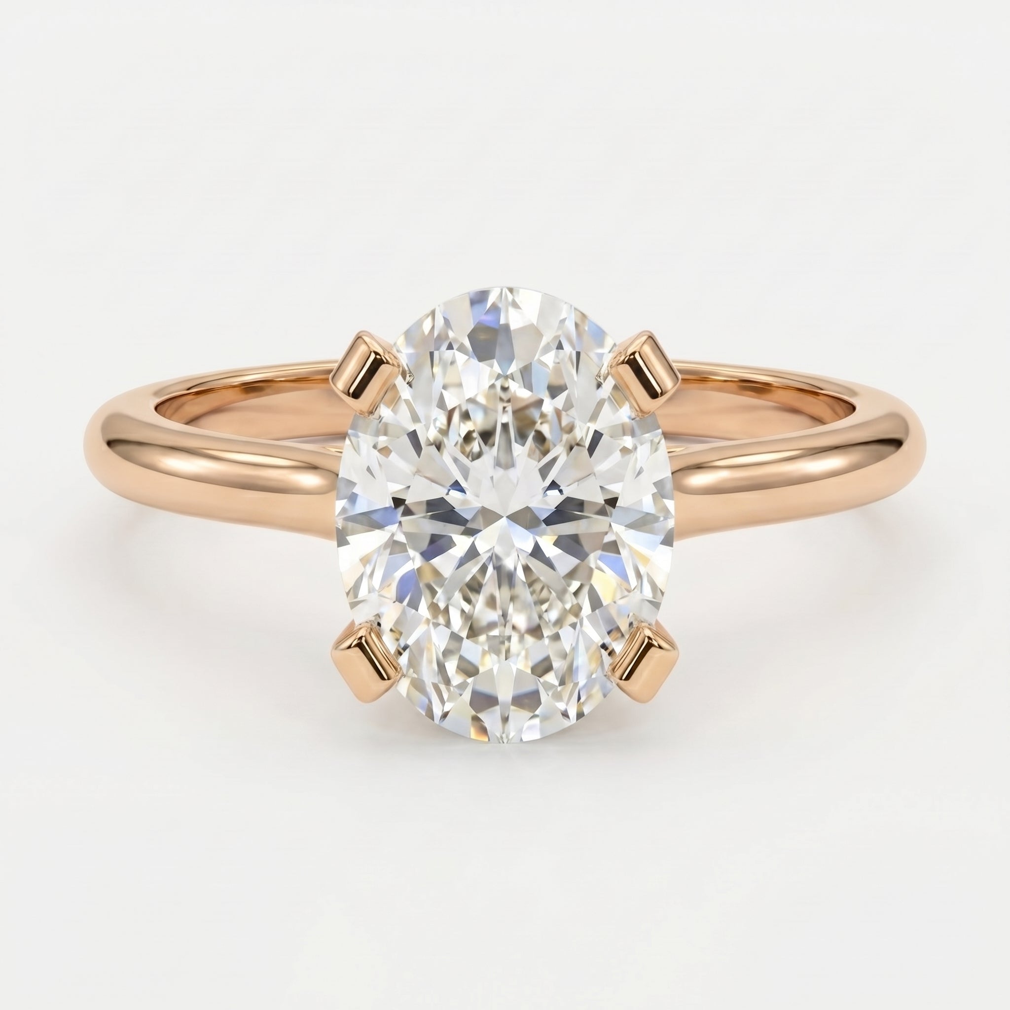 Classic Oval Shape Diamond Solitaire Engagement Ring