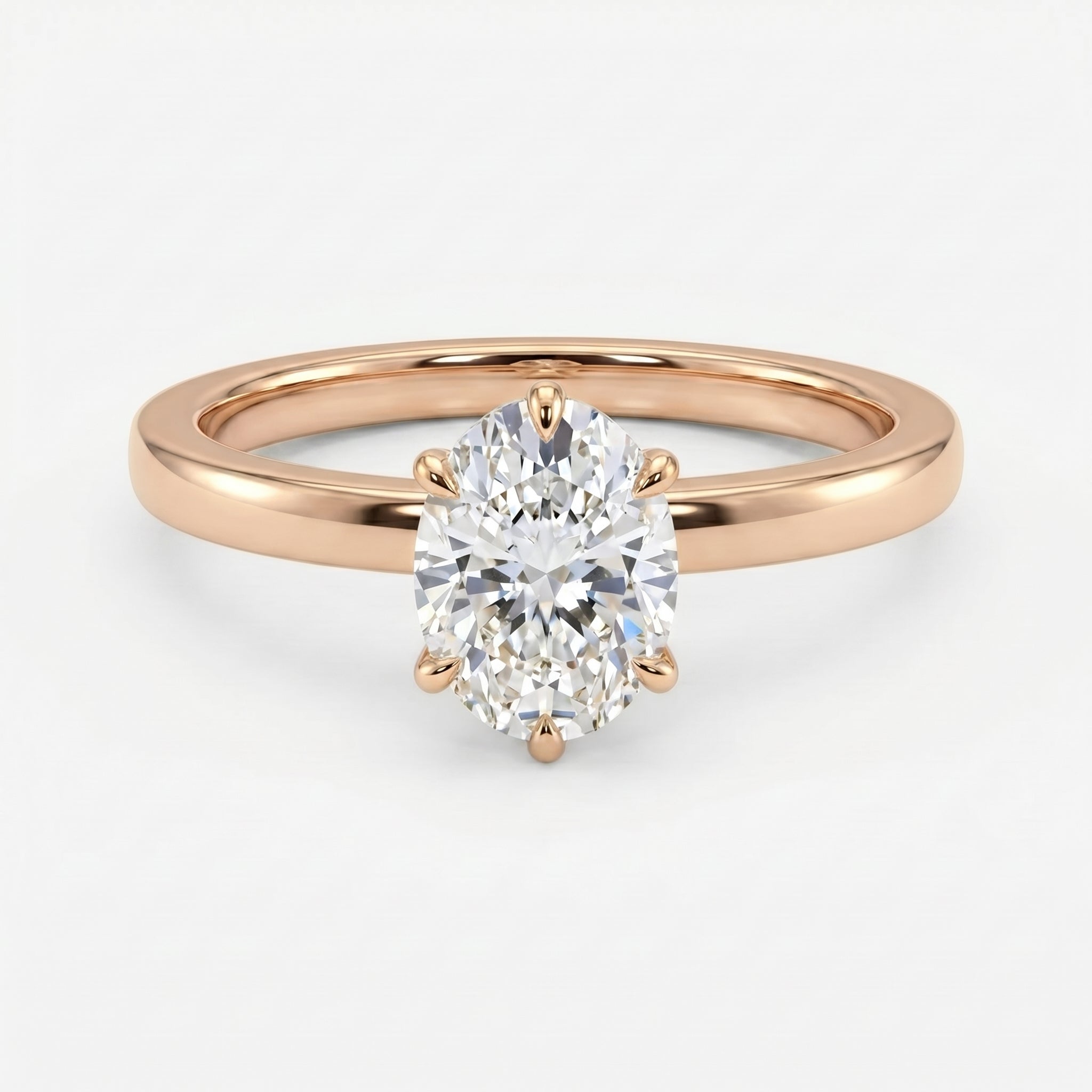 Oval Diamond Six Prong Solitaire Engagement Ring